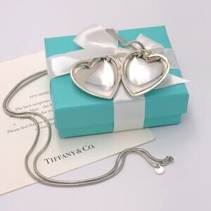 Tiffany & Co. Extra Large Heart 1.75" Photo Locket Pendant Necklace 33" W/ Box